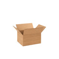Multi-depth corrugated shipping box with pre-scored adjustable height sides, natural brown kraft cardboard, assembled and empty in studio view
