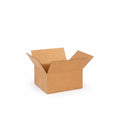 Standard corrugated shipping box made from kraft cardboard, durable carton assembled and empty in clean studio product view