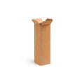 Tall corrugated shipping box with extended height, natural brown kraft cardboard, assembled and empty in studio view