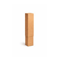Two-piece telescopic corrugated shipping box with inner and outer components, natural brown kraft cardboard, partially extended and assembled in studio view